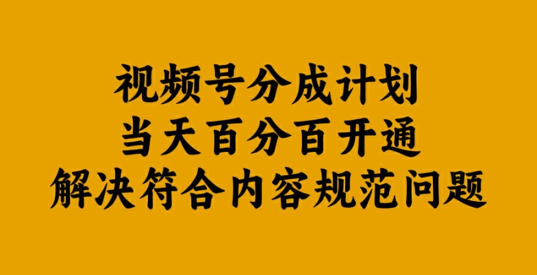\”揭秘：视频号分成计划当日开通技巧，100%符合内容规范\”-小伟资源网