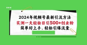 2024视频号爆粉秘籍：日引100+创业粉实操攻略，轻松引爆流量！-小伟资源网