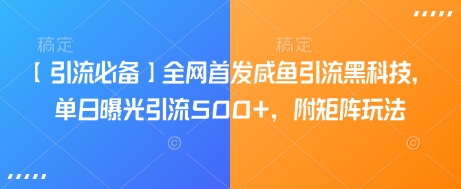 \”咸鱼引流黑科技：单日500+曝光矩阵玩法全揭秘\”-小伟资源网
