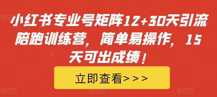 \”小红书矩阵引流15天速成班：30天陪跑，轻松涨粉变现！\”-小伟资源网
