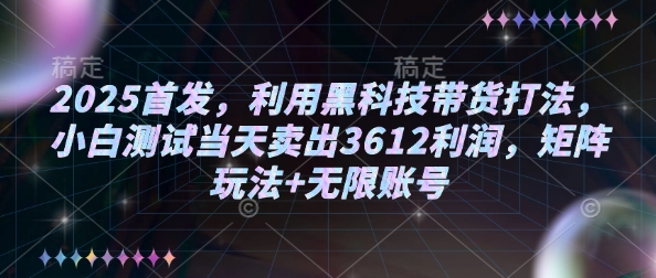 \”2025黑科技带货秘籍：小白日赚3612，矩阵+多账号玩法大揭秘\”-小伟资源网