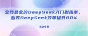 《DeepSeek终极指南:从入门到精通,效率飙升80%必收藏》-小伟资源网