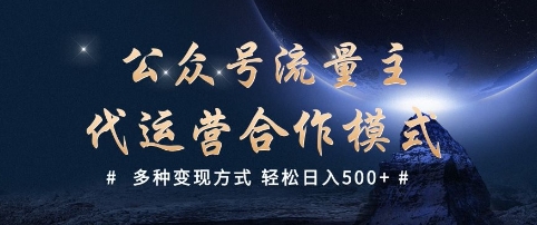\”公众号流量主代运营：5种变现技巧，日赚500+实战揭秘\”-小伟资源网