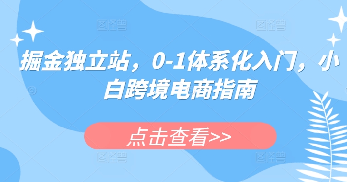 \”从0到1玩转跨境电商：掘金独立站新手入门全攻略\”-小伟资源网