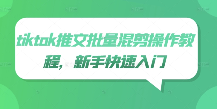\”TikTok推文批量混剪新手教程：5分钟快速上手\”-小伟资源网