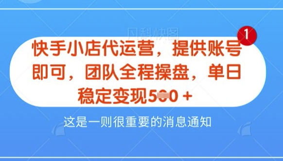 \”快手小店代运营3.0升级：五五分润日赚8单新模式揭秘\”-小伟资源网