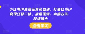 《小红书IP变现私教课:打通底层逻辑+实战方法,快速掌握红书运营变现秘籍》-小伟资源网