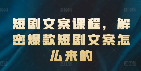 爆款短剧文案创作全攻略：从入门到精通-小伟资源网