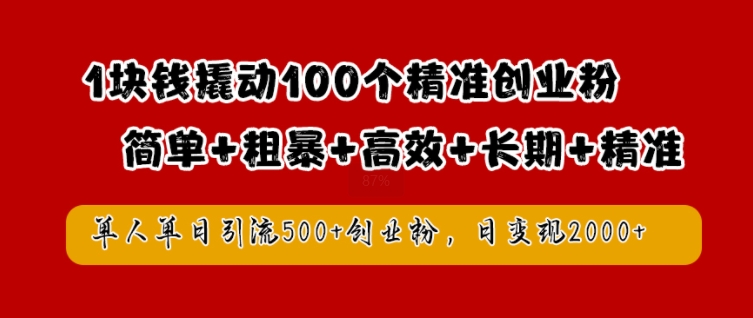 1元引流500+创业粉，日赚2K的暴力变现秘籍-小伟资源网