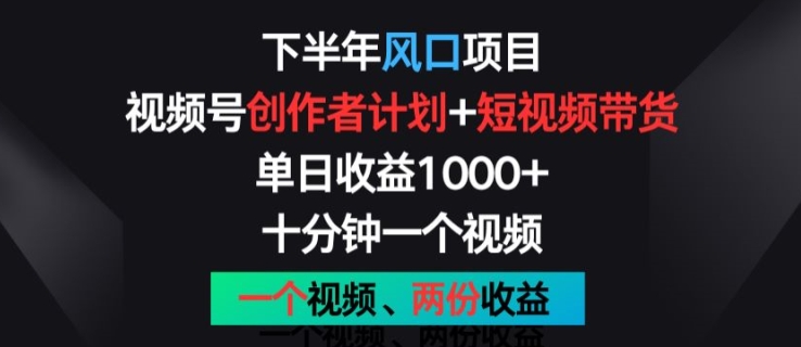 \”视频号双收益秘籍：10分钟创作，带货+分成双赚！【下半年风口】\”-小伟资源网