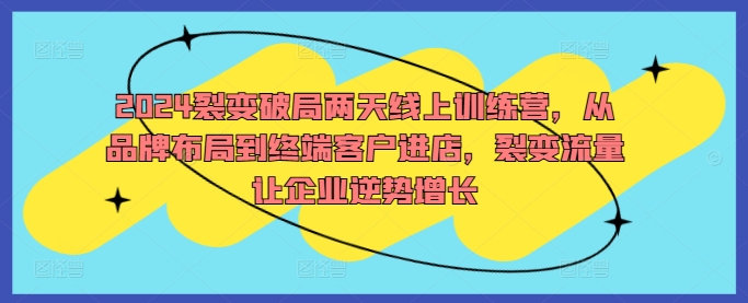 \”2024线上训练营：品牌布局+终端引流，裂变流量助企业逆势增长\”-小伟资源网