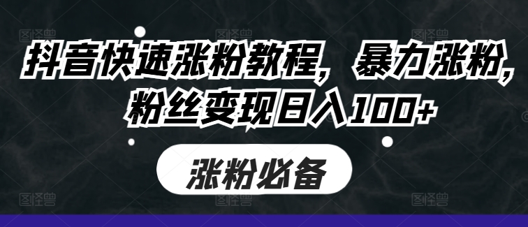 \”抖音暴力涨粉变现秘籍：日赚100+的快速吸粉技巧\”-小伟资源网