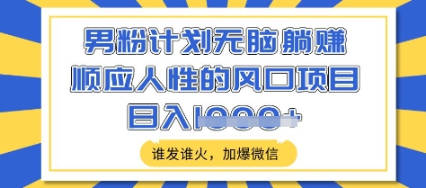 \”躺赚风口！男粉项目引爆流量，日入过千的微信加爆秘籍【揭秘】\”-小伟资源网