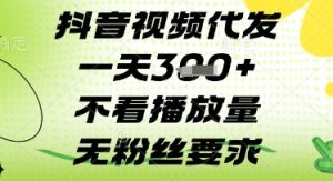 【抖音代发3条/天，0门槛无播放要求，小白也能轻松赚钱】-小伟资源网