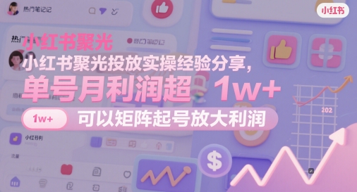 \”小红书聚光投放实战：单号月入1w+，矩阵起号放大利润技巧\”-小伟资源网