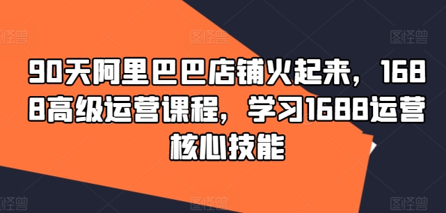 \”90天引爆1688店铺：高级运营核心技能速成课\”-小伟资源网