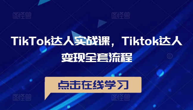 \”TikTok达人变现实战课：从0到1掌握全套赚钱流程\”-小伟资源网