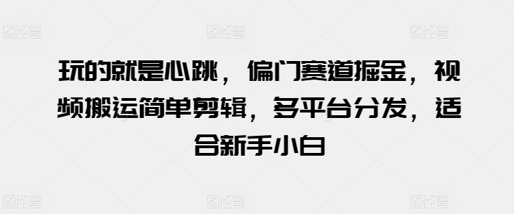 新手小白必看：视频搬运剪辑多平台分发，偏门赛道轻松掘金-小伟资源网