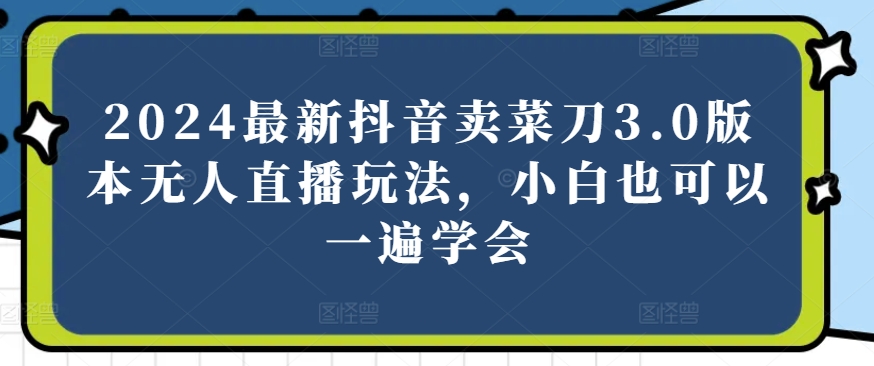 \”2024抖音菜刀无人直播3.0：新手1小时速成指南【完整攻略】\”-小伟资源网