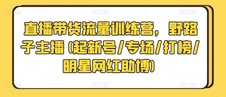 \”野路子主播速成班：新号起量+专场打榜+明星网红助阵实战攻略\”-小伟资源网