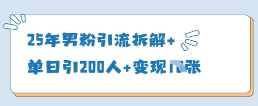 25年男粉引流实战：单日200+精准流量变现秘籍-小伟资源网