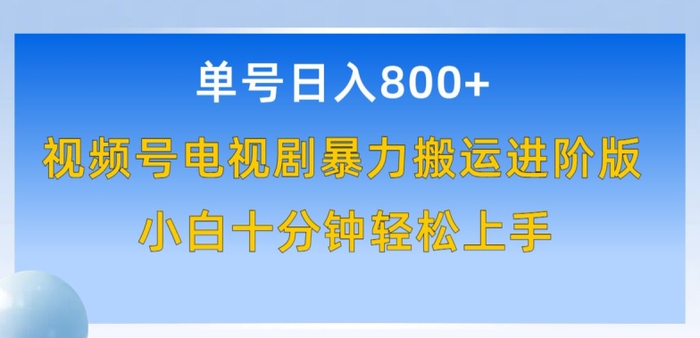 \”视频号搬运日赚800秘籍：10分钟上手原创剧集搬运，新手100%过审【暴利揭秘】\”-小伟资源网