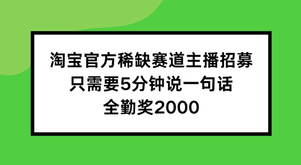 \”淘宝稀缺主播招募：5分钟一句话，月入2000全勤奖【速抢】\”-小伟资源网