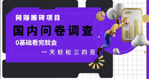 \”新手必看！国内问卷调查副业日赚300+，0基础轻松上手【网创搬砖揭秘】\”-小伟资源网