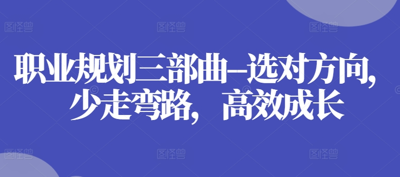 精准职业规划：选对方向、避开弯路、加速成长-小伟资源网
