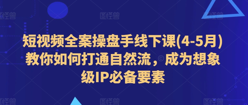 \”4-5月短视频操盘手线下课：自然流量变现与IP打造秘籍\”-小伟资源网