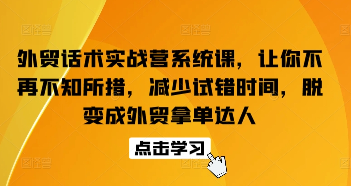 \”外贸话术实战课：快速掌握拿单技巧，告别试错轻松成达人\”-小伟资源网