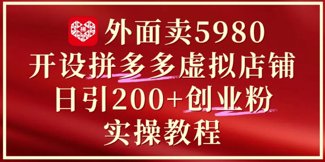 \”拼多多虚拟店铺日引200+付费粉：5980元实战教程速成指南\”-小伟资源网