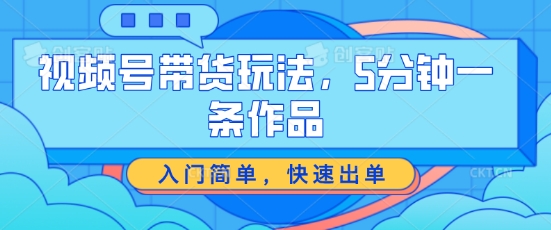 5分钟一条！视频号带货速成指南，新手轻松爆单-小伟资源网