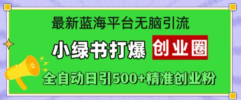 \”小绿书爆火！全自动日引500+创业粉，最新蓝海引流秘籍\”-小伟资源网