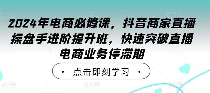 2024抖音直播电商进阶课：商家操盘手突破增长瓶颈实战指南-小伟资源网
