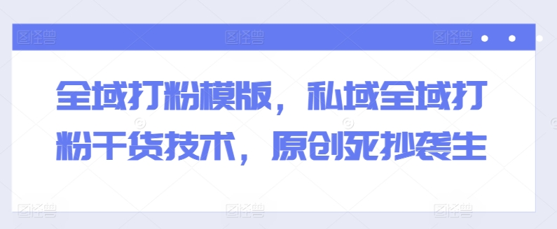 \”私域全域高效吸粉秘籍：原创已死，抄袭当道？实战干货全解析\”-小伟资源网