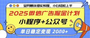 2025微信广告掘金:小程序+公众号双渠道日赚千元实操攻略-小伟资源网