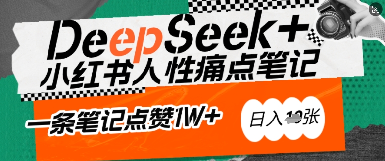 \”AI神器DeepSeek助力小红书爆款笔记：轻松戳中痛点，新手也能日入过万！\”-小伟资源网