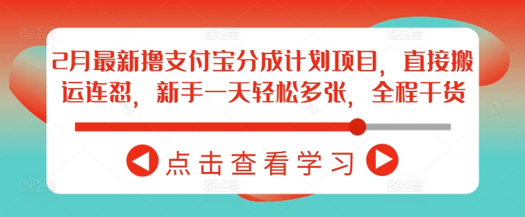 \”2月支付宝分成新玩法：新手日赚多单，搬运实操全攻略\”-小伟资源网