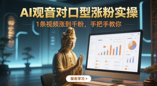AI观音对口型涨粉秘籍：1条视频轻松破千粉，新手必学！-小伟资源网