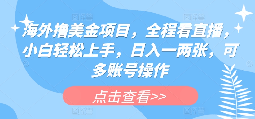 \”海外直播赚钱项目揭秘：新手日赚百元，多账号操作轻松上手\”-小伟资源网