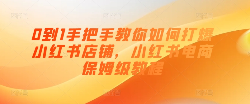 小红书电商从0到1爆单指南：新手必看的店铺运营全攻略-小伟资源网