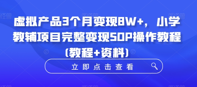 \”3个月赚8W+！小学教辅虚拟产品变现全流程指南（含教程资料）\”-小伟资源网