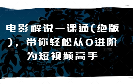 《0基础速成短视频高手：电影解说实战课（绝版珍藏）》-小伟资源网