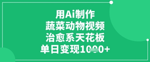 AI打造萌趣蔬菜动物视频，单日轻松赚千元，治愈力爆棚！-小伟资源网