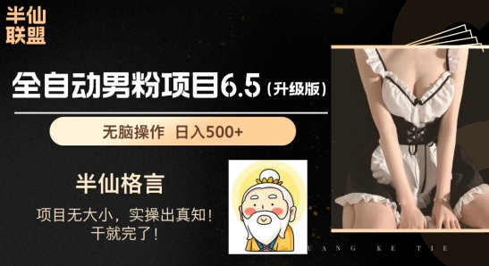 \”全自动男粉项目6.5升级版：日赚千元实操揭秘\”-小伟资源网