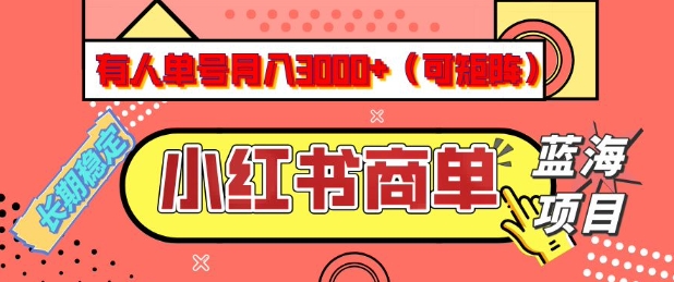 \”小红书商单分成：单号月赚3k+，5分钟/日，矩阵放大稳定收益【蓝海揭秘】\”-小伟资源网