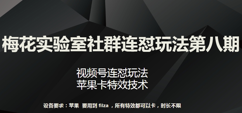 \”梅花实验室第8期：视频号连怼玩法+苹果卡特效技术大揭秘\”-小伟资源网