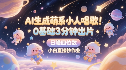 \”0基础3分钟AI生成萌系唱歌视频，28条涨粉8.9W，单条19W赞日赚千元攻略\”-小伟资源网