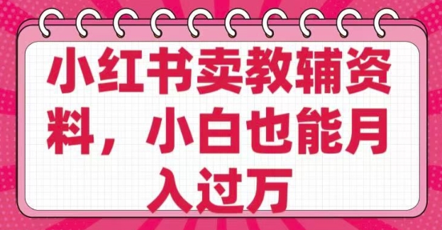 \”小红书0成本卖教辅，小白轻松月入过万，售后无忧利润高\”-小伟资源网